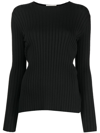 THE ROW LONG-SLEEVE RIBBED SILK TOP