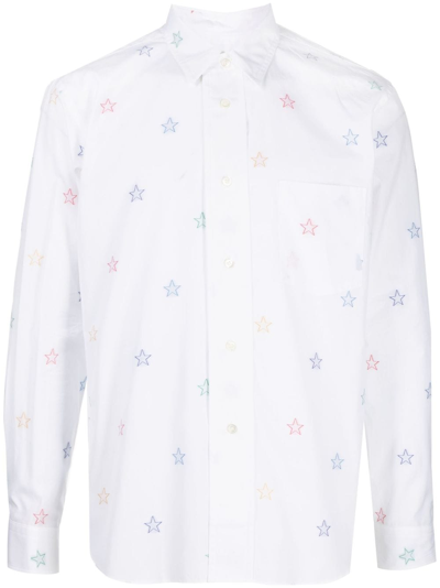 Comme Des Garçons Homme Deux Star-print Cotton Shirt In White