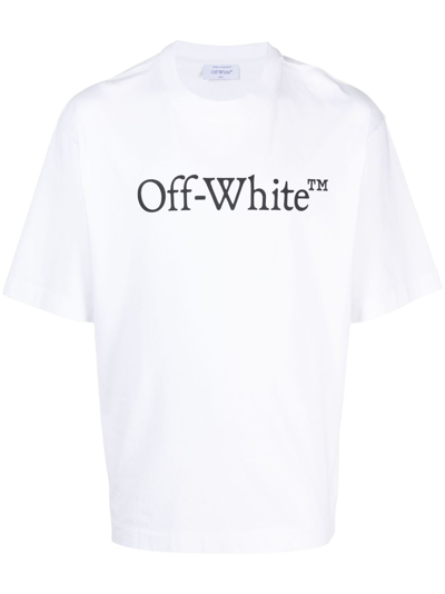 Off-white Bookish Logo-print Cotton T-shirt In White