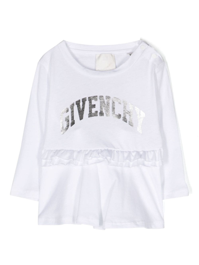 Givenchy Babies' Metallic-logo Detail T-shirt In White