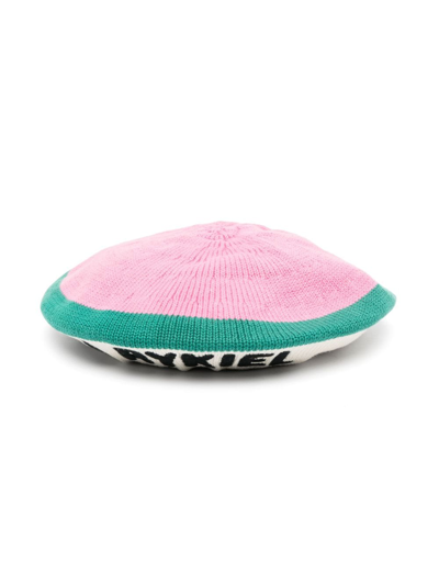 Sonia Rykiel Enfant Kids' Embroidered-logo Knit Beret In Pink
