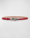 Alexander Mcqueen The Knuckle Leather Skinny Belt In Welsh Red