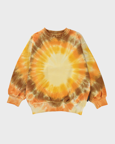 Molo Kids' Monti Tie-dye Cotton Sweatshirt In Yellow