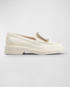 ROGER VIVIER VIV RANGERS LEATHER BUCKLE LOAFERS