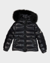 Moncler Kids Bady Faux Fur Quilted Jacket In Black