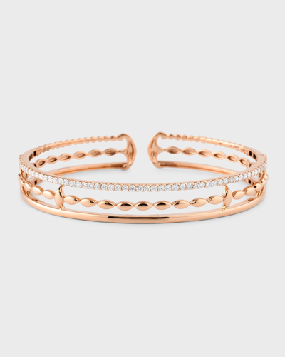 Etho Maria 18k Pink Gold 3 Row Bracelet With Diamonds