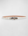 Alexander Mcqueen The Knuckle Leather Skinny Belt In Soft Ivory