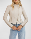 Lamarque Azra Leather Moto Jacket In Bone