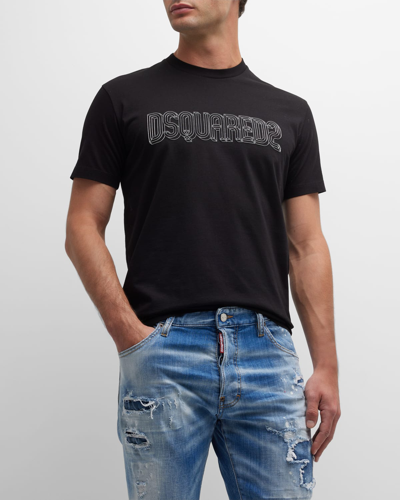 Dsquared2 Men's Cool-fit T-shirt With 3d Logo In Black