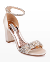 BADGLEY MISCHKA FINESSE SATIN PUMPS W/ CRYSTALS