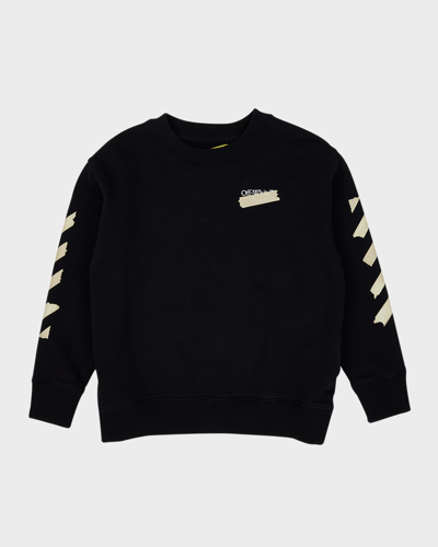 Off-white Kids' Black Long-sleeved Sweatshirt With Contrasting Maxi Arrow Motif In Cotton Boy In Black White