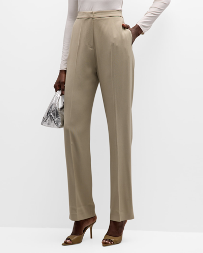 Tove Slim Straight Wool-blend Trousers In Sand