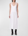 Another Tomorrow Stretch Cotton And Lyocell-blend Jersey Midi Dress In White