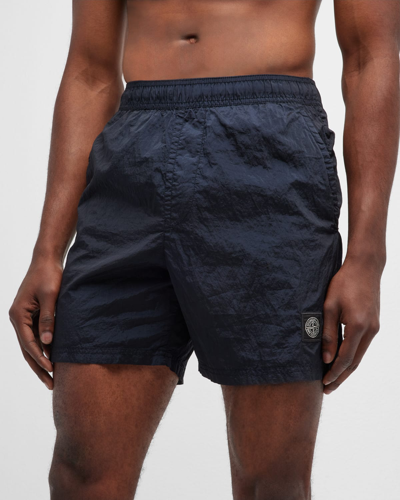 Stone Island Men's Nylon Swim Shorts In Dark Blue