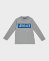 Versace Logo Cotton Jersey T-shirt In Melangegreymultic