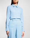 Lafayette 148 Scottie Silk Blouse In Cool Blue