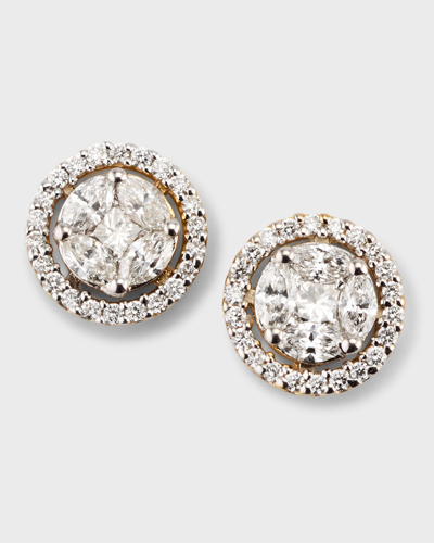 Stone And Strand Framed Mosaic Diamond Stud Earrings In Gold