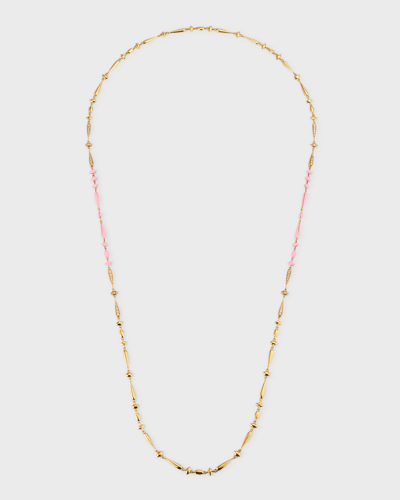 Etho Maria 18k Yellow Gold Necklace With Brown Diamonds And Pink Ceramic In Multi