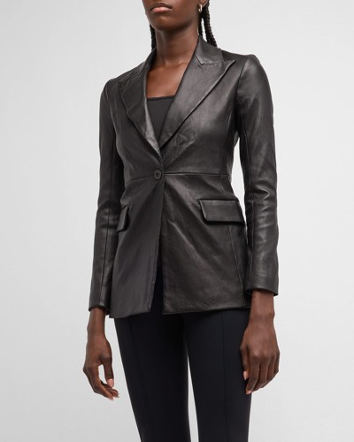 Rosetta Getty Leather Single-breasted Blazer Jacket In Black