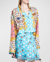 Versace La Vacanza Cialda Baroque Holiday Butterflies-print Twill Crop Pajama Shirt In Light Blue Ivory