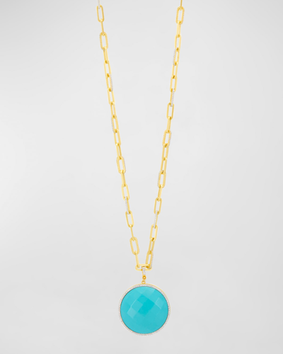 Freida Rothman Shades Of Hope Double-sided Pendant Necklace In Blue And Gold