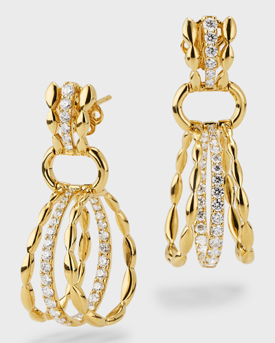 Etho Maria 18k Yellow Gold Hoop Drop Earrings With Diamonds