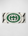 Gucci Men's Interlocking G Enamel Sterling Silver Ring In Green