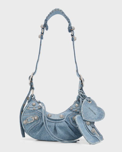Balenciaga Le Cagole Xs Shoulder Bag In Denim In 4715 Blue