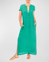 Everyday Ritual Stacey Gauze Caftan In Malachite