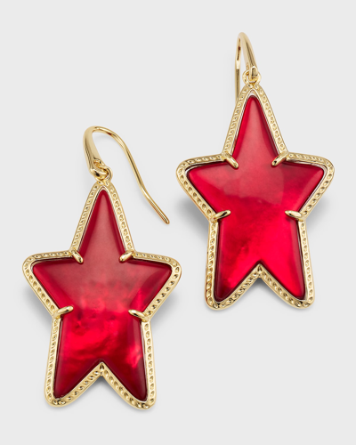 Kendra Scott 14k Gold-plated Color Mother-of-pearl Star Drop Earrings In Cranberry Illusion