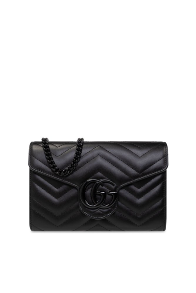Gucci Gg Marmont 2.0 Mini Chained Wallet In Black