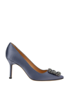 Manolo Blahnik 70mm Hangisi Satin Pumps In Blue