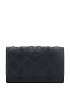 Tory Burch Soft Chain Wallet Leather Strap In Black