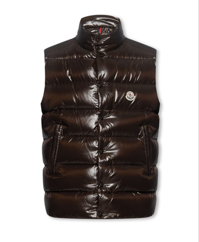 Moncler Tibb Padded Waistcoat In Brown