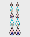 ETHO MARIA 18K PINK GOLD EARRINGS WITH AQUAMARINE AND TANZANITE PEARS