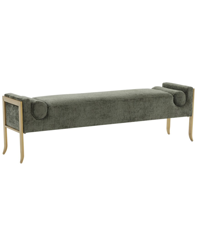 Tov Furniture Ines Textured Velvet Bench In Green