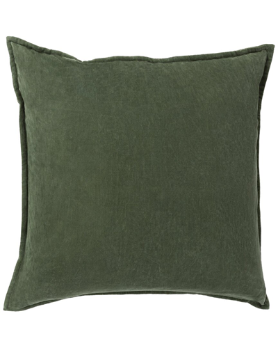 Surya Cotton Velvet Accent Pillow In Green