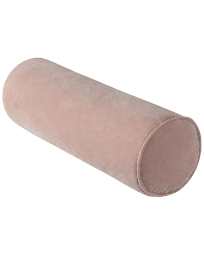 Surya Cotton Velvet Bolster Pillow In Pink