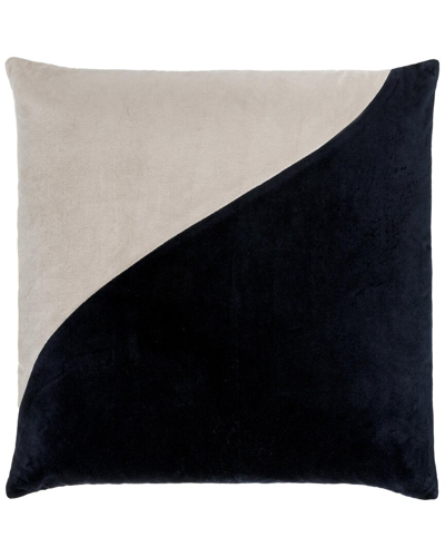 Surya Cotton Velvet Accent Pillow In Black