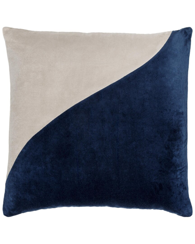 Surya Cotton Velvet Accent Pillow In Blue