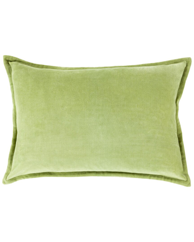 Surya Cotton Velvet Accent Pillow In Green