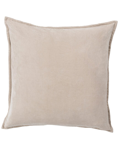 Surya Cotton Velvet Lumbar Pillow In Beige