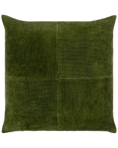 Surya Corduroy Quarters Lumbar Pillow In Green