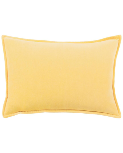 Surya Cotton Velvet Lumbar Pillow In Yellow