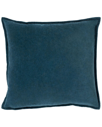 Surya Cotton Velvet Bolster Pillow In Blue