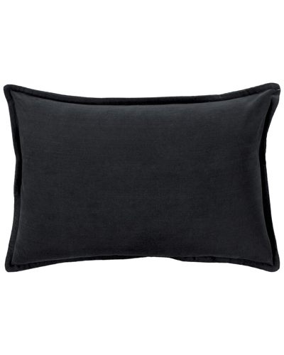 Surya Cotton Velvet Lumbar Pillow In Black