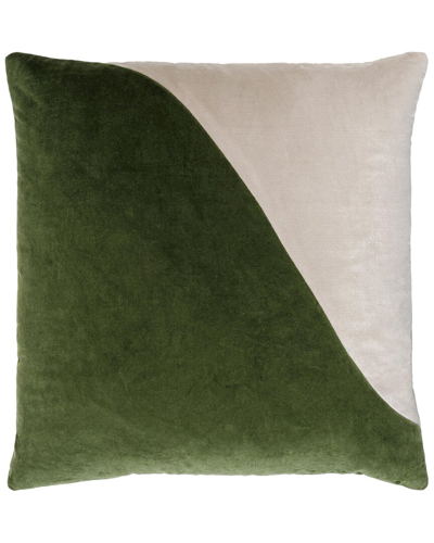 Surya Cotton Velvet Lumbar Pillow In Green