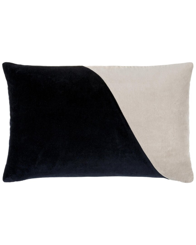 Surya Cotton Velvet Lumbar Pillow In Black