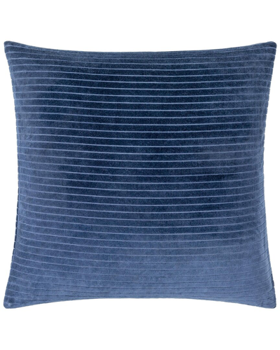 Surya Cotton Velvet Stripes Accent Pillow In Blue