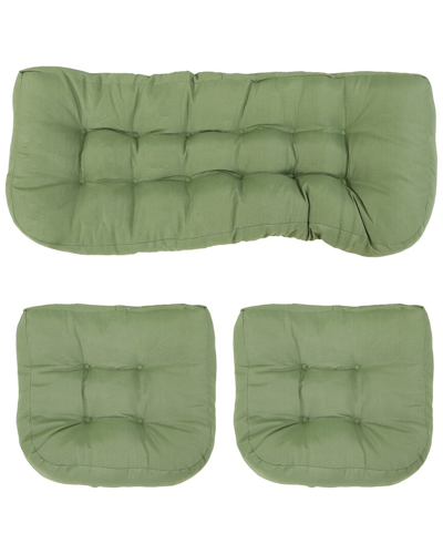 Sunnydaze Green Tufted Olefin 3pc Indoor/outdoor Settee Cushion Set